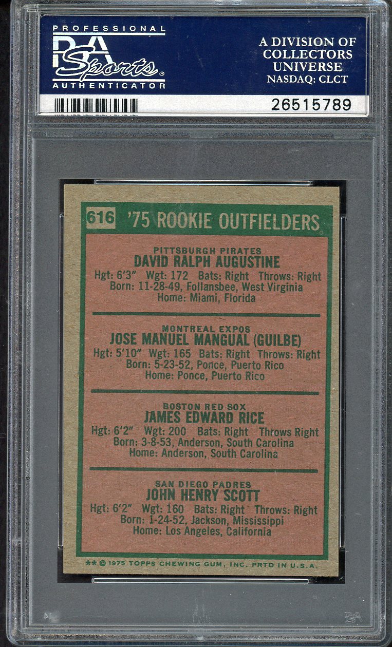 1975 Topps Baseball Mini #616 Jim Rice Red Sox PSA 7 NM 563139