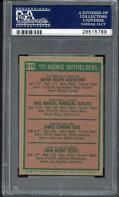 1975 Topps Baseball Mini #616 Jim Rice Red Sox PSA 7 NM 563139
