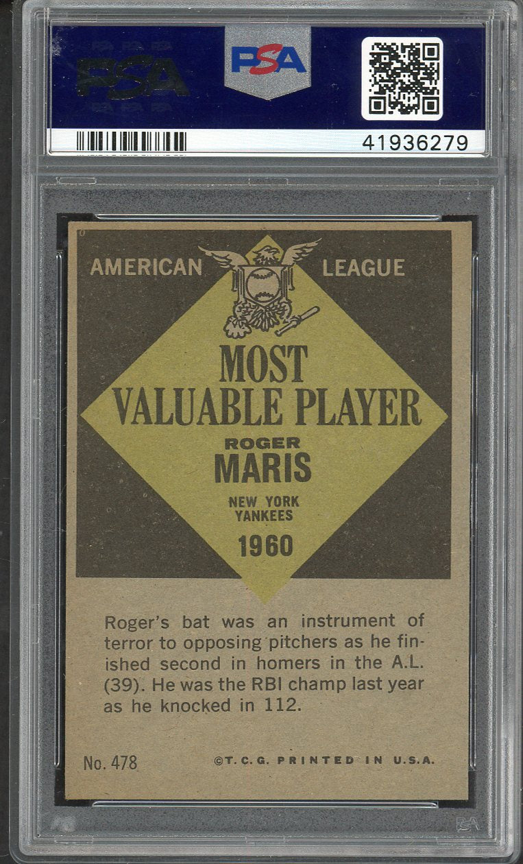1961 Topps Baseball #478 Roger Maris MVP Yankees PSA 6 EX-MT 563140