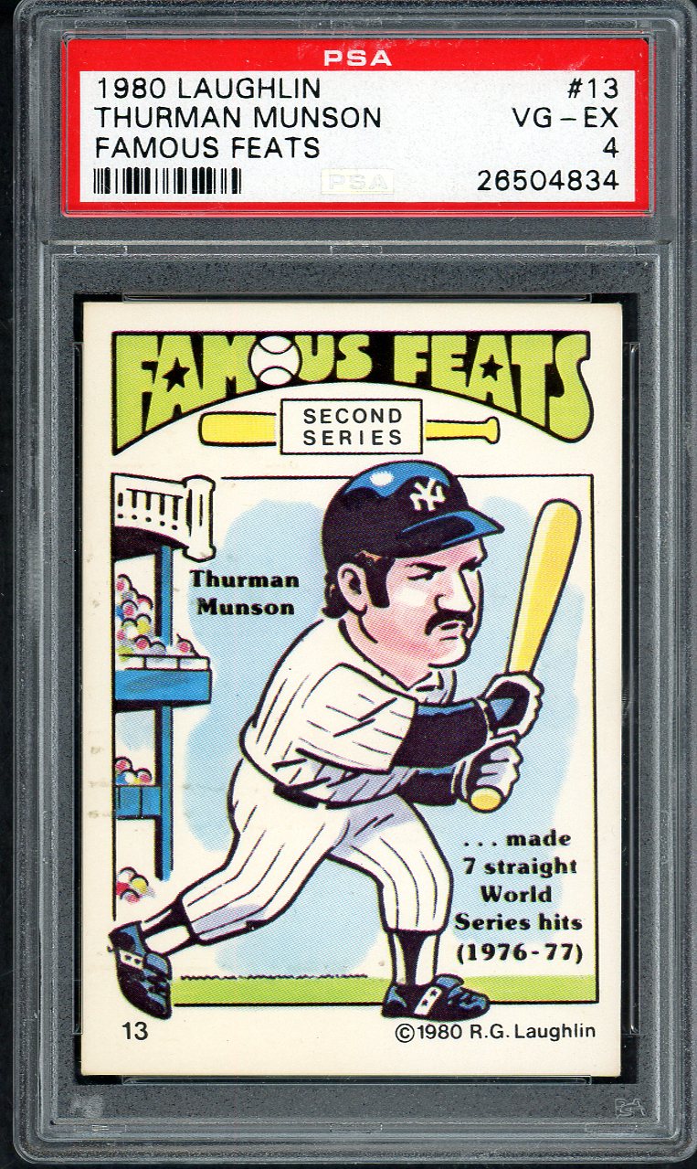 1980 Laughlin Famous Feats #013 Thurman Munson Yankees PSA 4 VG-EX 563146
