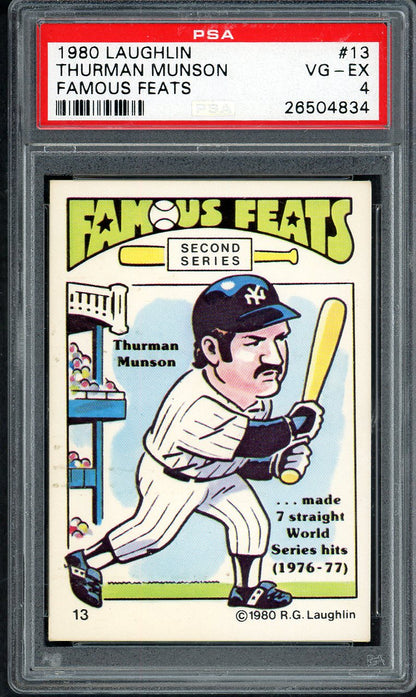 1980 Laughlin Famous Feats #013 Thurman Munson Yankees PSA 4 VG-EX 563146