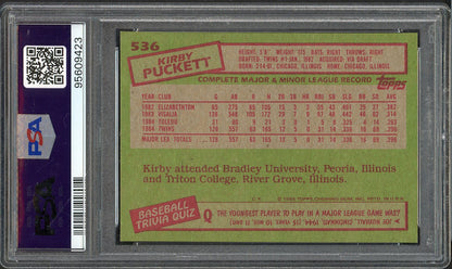 1985 Topps #536 Kirby Puckett Twins PSA 9 MINT 563149