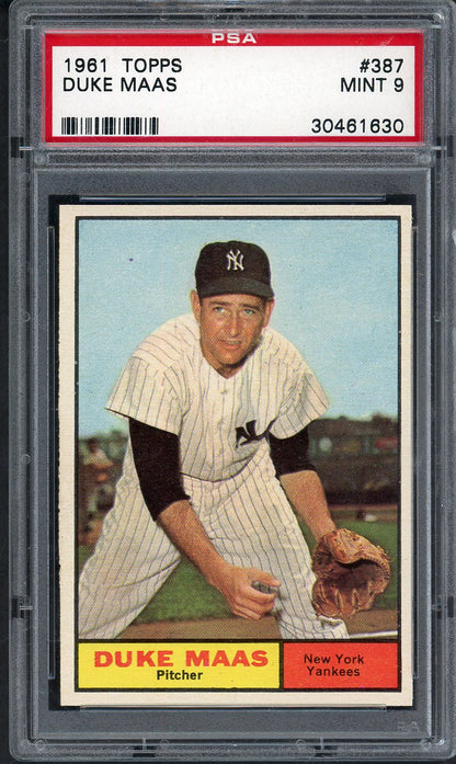 1961 Topps Baseball #387 Duke Maas Yankees PSA 9 MINT 563150