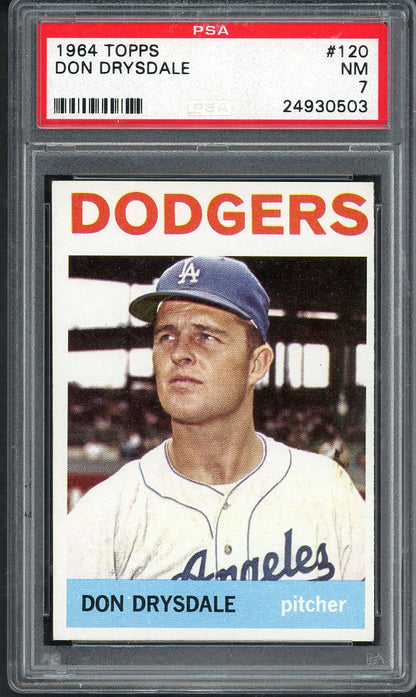 1964 Topps Baseball #120 Don Drysdale Dodgers PSA 7 NM 563154