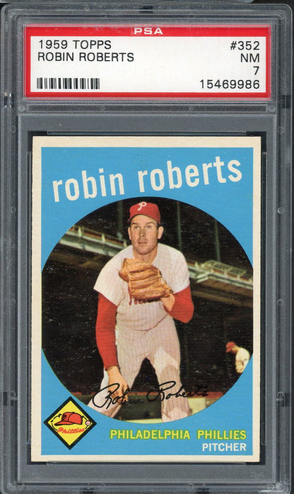 1959 Topps Baseball #352 Robin Roberts Phillies PSA 7 NM 563157