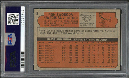 1972 Topps Baseball #008 Ron Swoboda Yankees PSA 9 MINT 563160