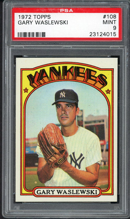 1972 Topps Baseball #108 Gary Waslewski Yankees PSA 9 MINT 563161