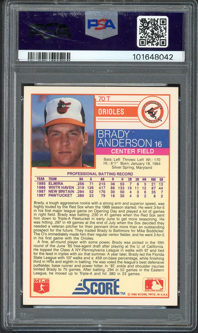 1988 Score Traded #070T Brady Anderson Orioles PSA 7 NM 563173