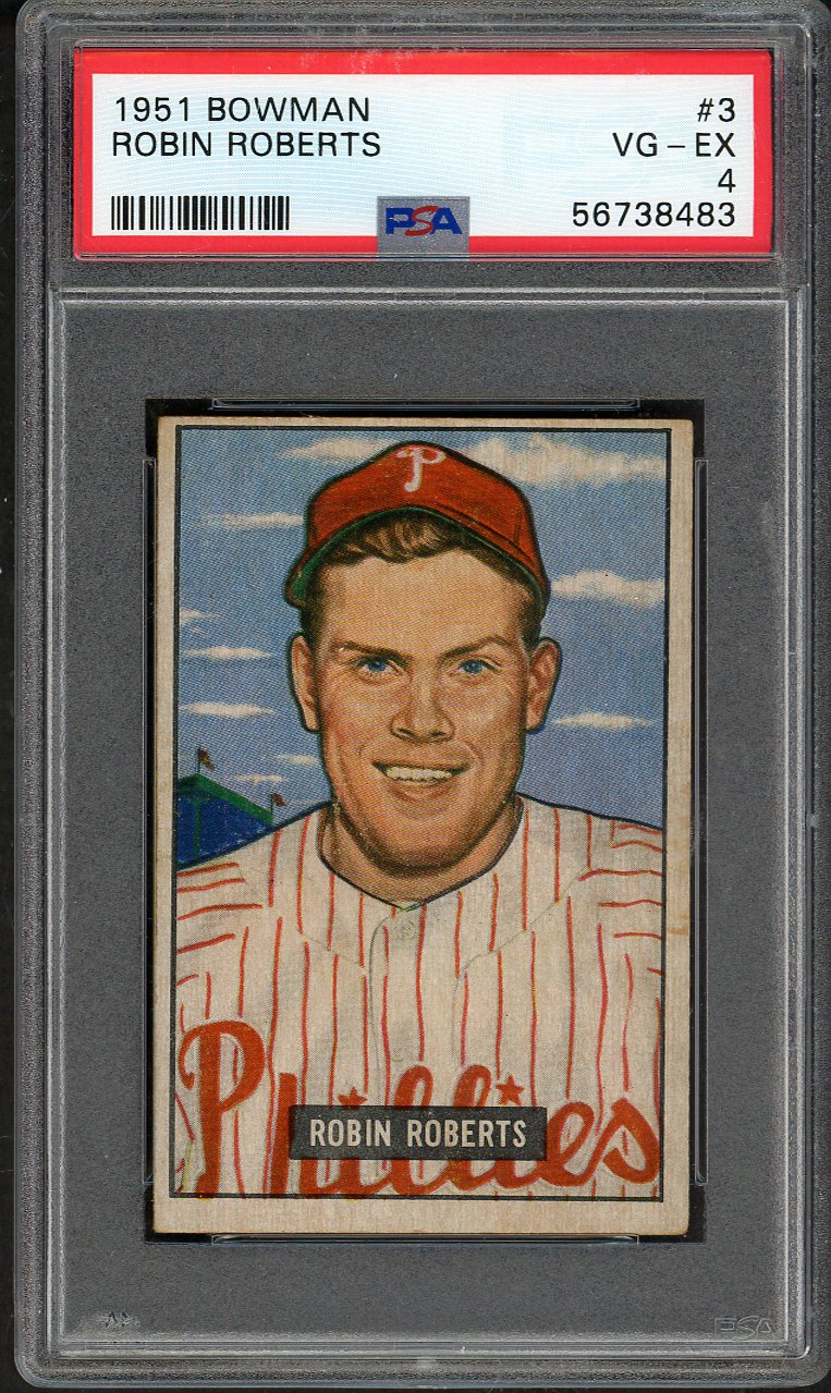 1951 Bowman Baseball #003 Robin Roberts Phillies PSA 4 VG-EX 563174