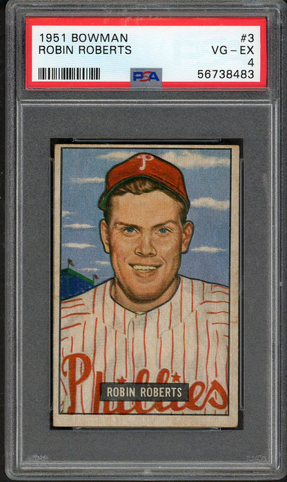 1951 Bowman Baseball #003 Robin Roberts Phillies PSA 4 VG-EX 563174