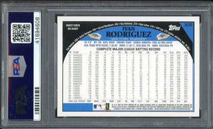 2009 Topps #305 Ivan Rodriguez Yankees PSA 10 GEM MINT 563175