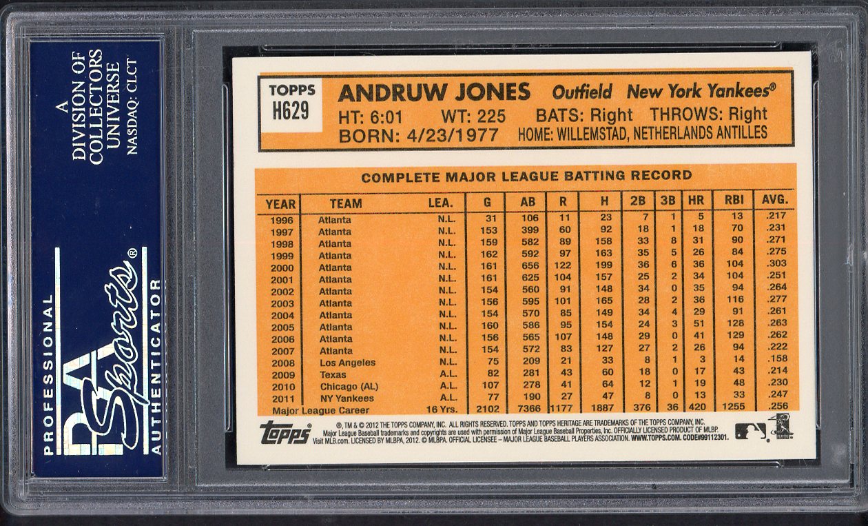 2012 Topps Heritage #H629 Andruw Jones Yankees PSA 9 MINT 563176