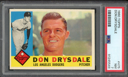 1960 Topps Baseball #475 Don Drysdale Dodgers PSA 7 NM 563179
