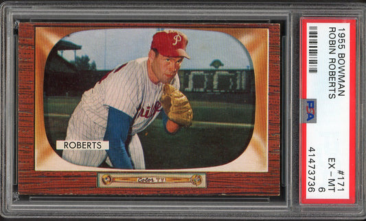 1955 Bowman Baseball #171 Robin Roberts Phillies PSA 6 EX-MT 563180