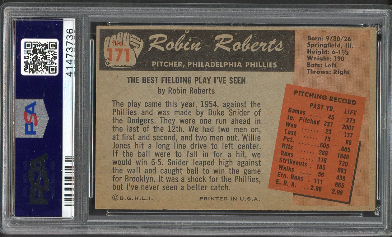 1955 Bowman Baseball #171 Robin Roberts Phillies PSA 6 EX-MT 563180