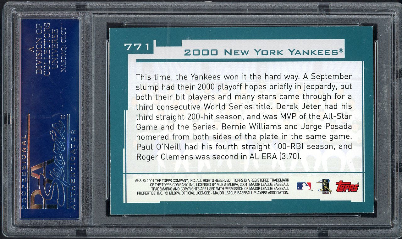 2001 Topps #771 New York Yankees Team PSA 9 MINT 563181