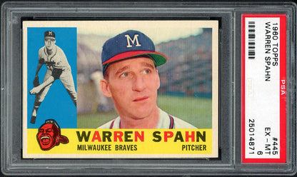 1960 Topps Baseball #445 Warren Spahn Braves PSA 6 EX-MT 563182