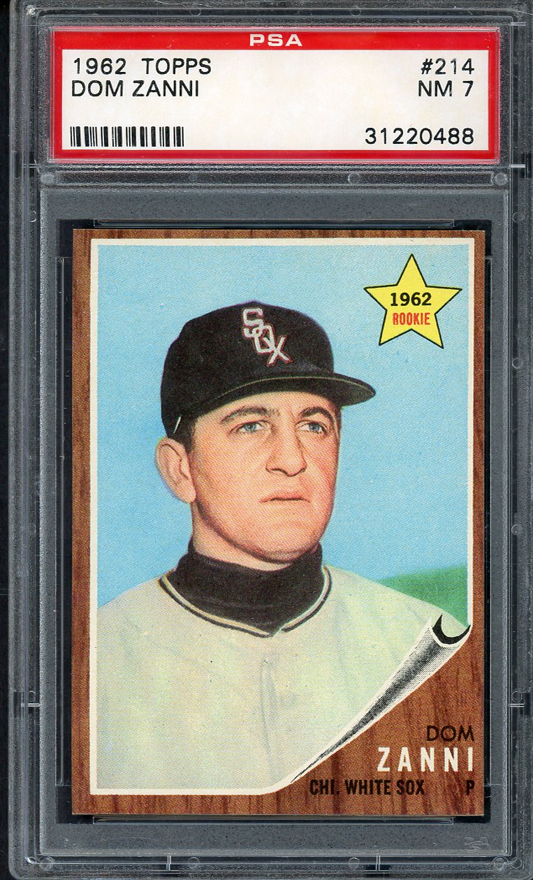 1962 Topps Baseball #214 Dom Zanni White Sox PSA 7 NM 563183