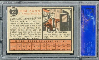 1962 Topps Baseball #214 Dom Zanni White Sox PSA 7 NM 563183