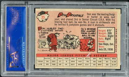 1958 Topps Baseball #025 Don Drysdale Dodgers PSA 6 EX-MT 563186