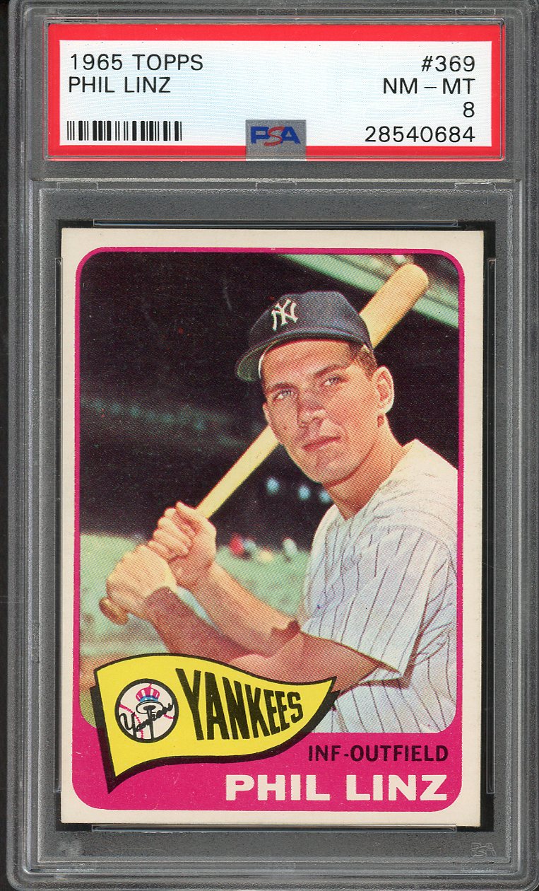 1965 Topps Baseball #369 Phil Linz Yankees PSA 8 NM/MT 563187