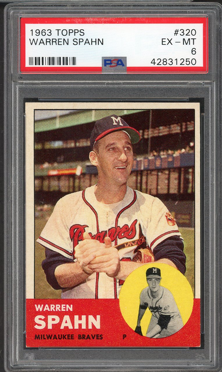 1963 Topps Baseball #320 Warren Spahn Braves PSA 6 EX-MT 563189