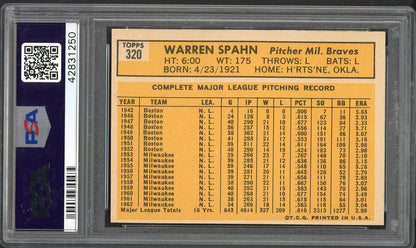 1963 Topps Baseball #320 Warren Spahn Braves PSA 6 EX-MT 563189