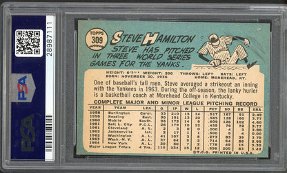 1965 Topps Baseball #309 Steve Hamilton Yankees PSA 8 NM/MT crack 563195