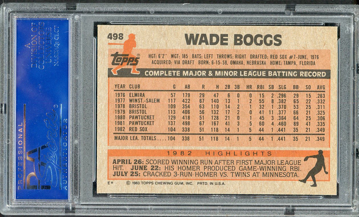 1983 Topps #498 Wade Boggs Red Sox PSA 9 MINT 563196