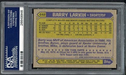 1987 Topps #648 Barry Larkin Reds PSA 10 GEM MINT 563197