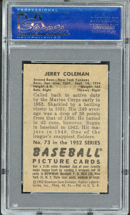 1952 Bowman Baseball #073 Jerry Coleman Yankees PSA 6 EX-MT 563204