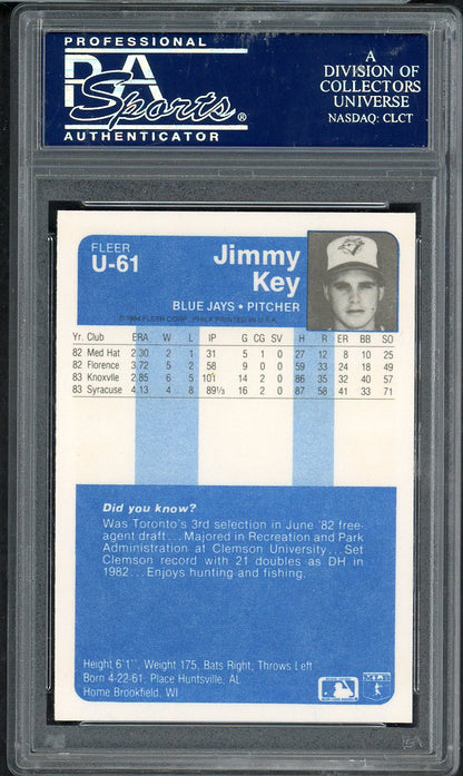 1984 Fleer Update #U61 Jimmy Key Blue Jays PSA 10 GEM MINT 563206