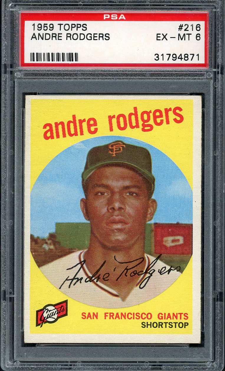 1959 Topps Baseball #216 Andre Rodgers Giants PSA 6 EX-MT 563207