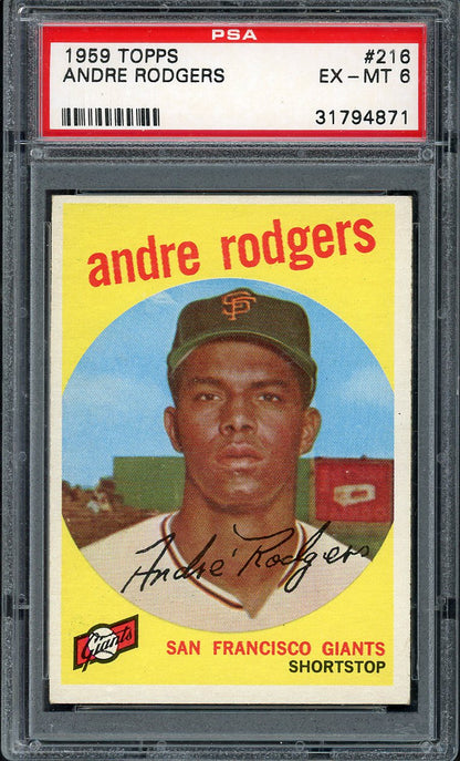 1959 Topps Baseball #216 Andre Rodgers Giants PSA 6 EX-MT 563207