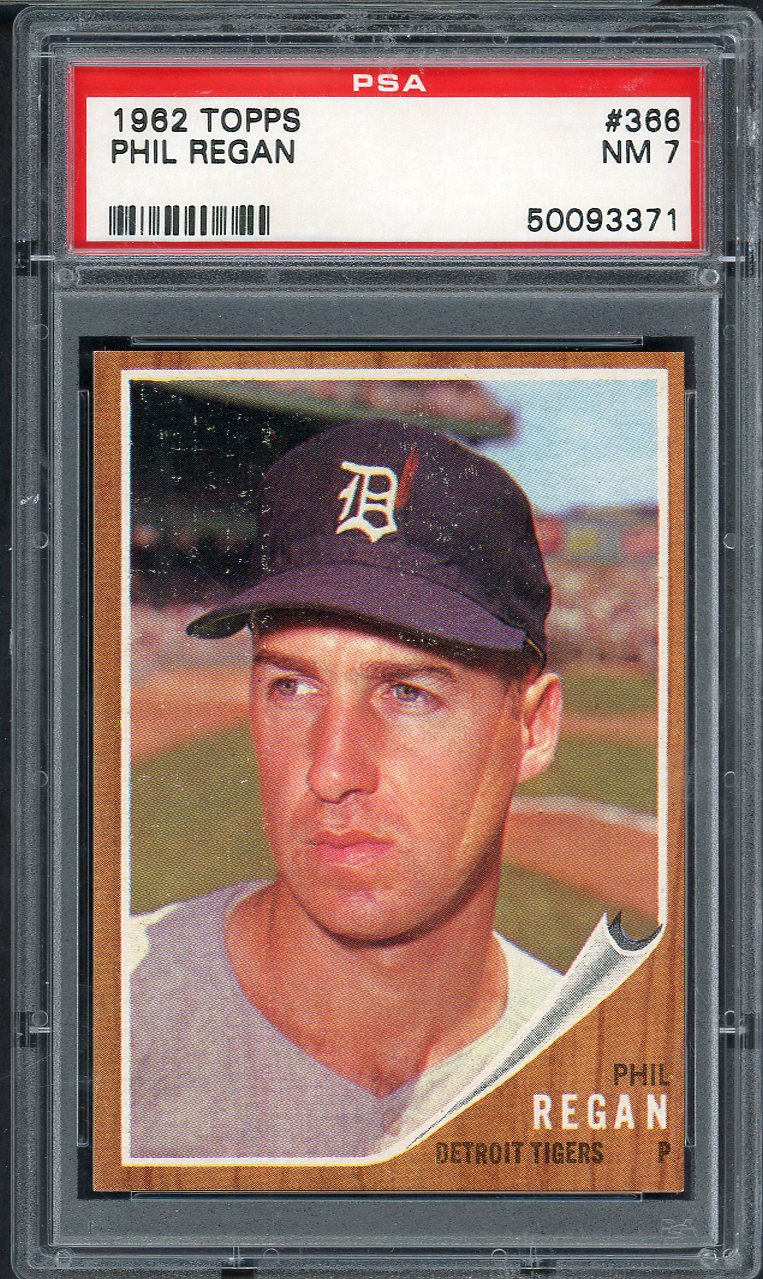 1962 Topps Baseball #366 Phil Regan Tigers PSA 7 NM 563210