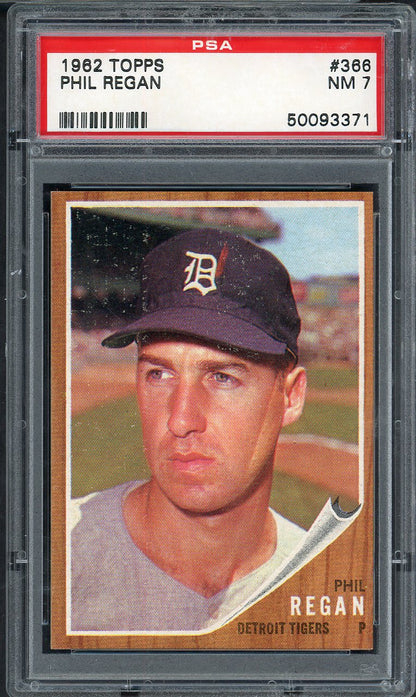 1962 Topps Baseball #366 Phil Regan Tigers PSA 7 NM 563210