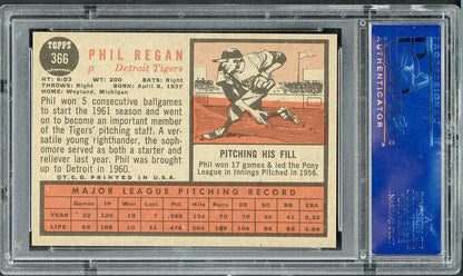 1962 Topps Baseball #366 Phil Regan Tigers PSA 7 NM 563210