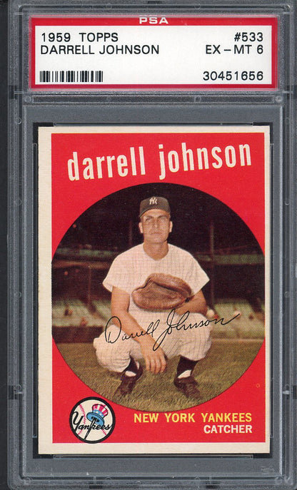1959 Topps Baseball #533 Darrell Johnson Yankees PSA 6 EX-MT 563212