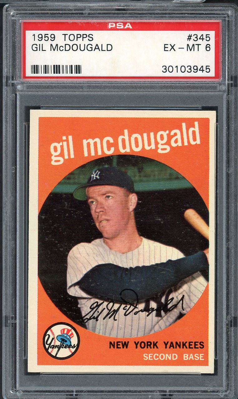 1959 Topps Baseball #345 Gil McDougald Yankees PSA 6 EX-MT 563213
