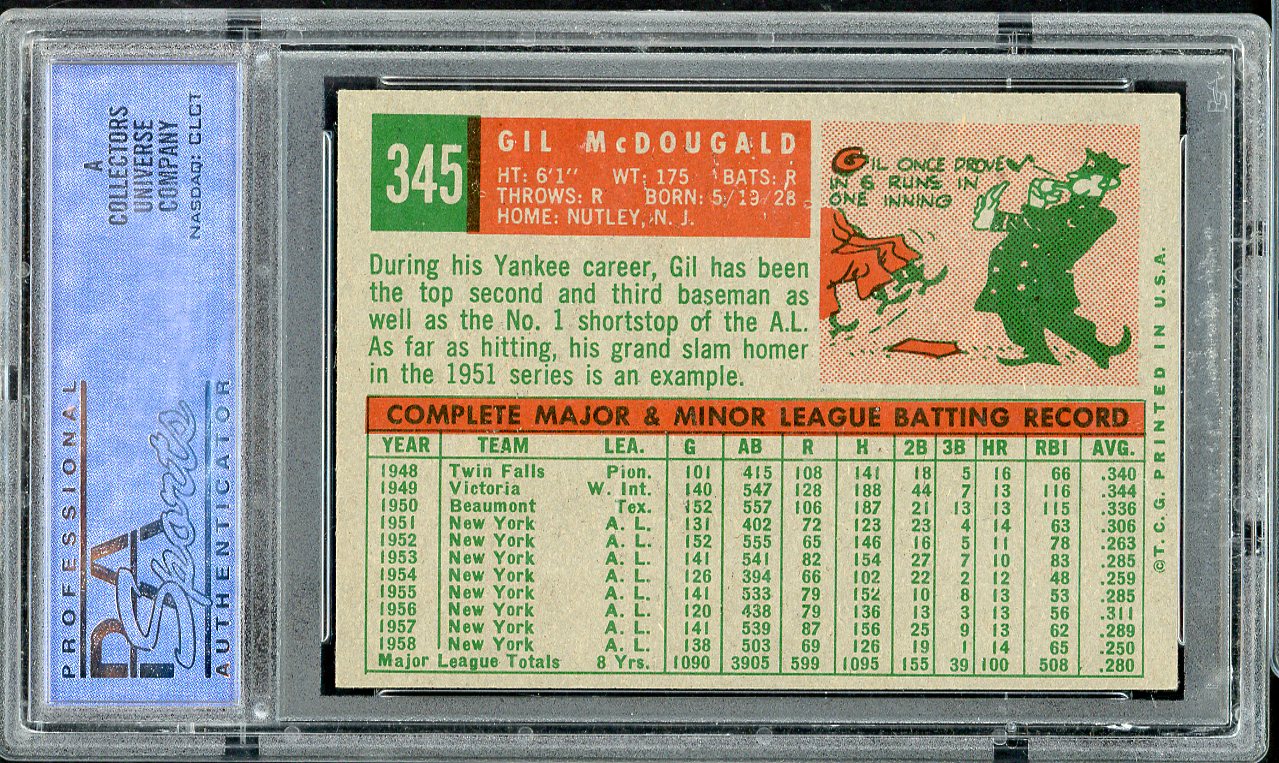 1959 Topps Baseball #345 Gil McDougald Yankees PSA 6 EX-MT 563213