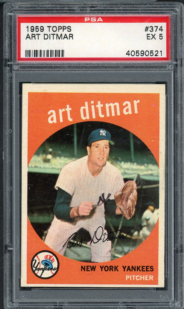 1959 Topps Baseball #374 Art Ditmar Yankees PSA 5 EX 563214