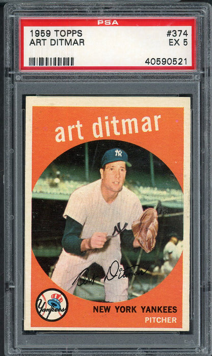 1959 Topps Baseball #374 Art Ditmar Yankees PSA 5 EX 563214