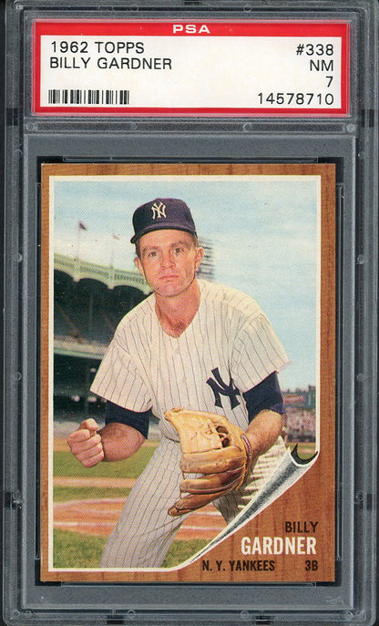 1962 Topps Baseball #338 Billy Gardner Yankees PSA 7 NM 563216