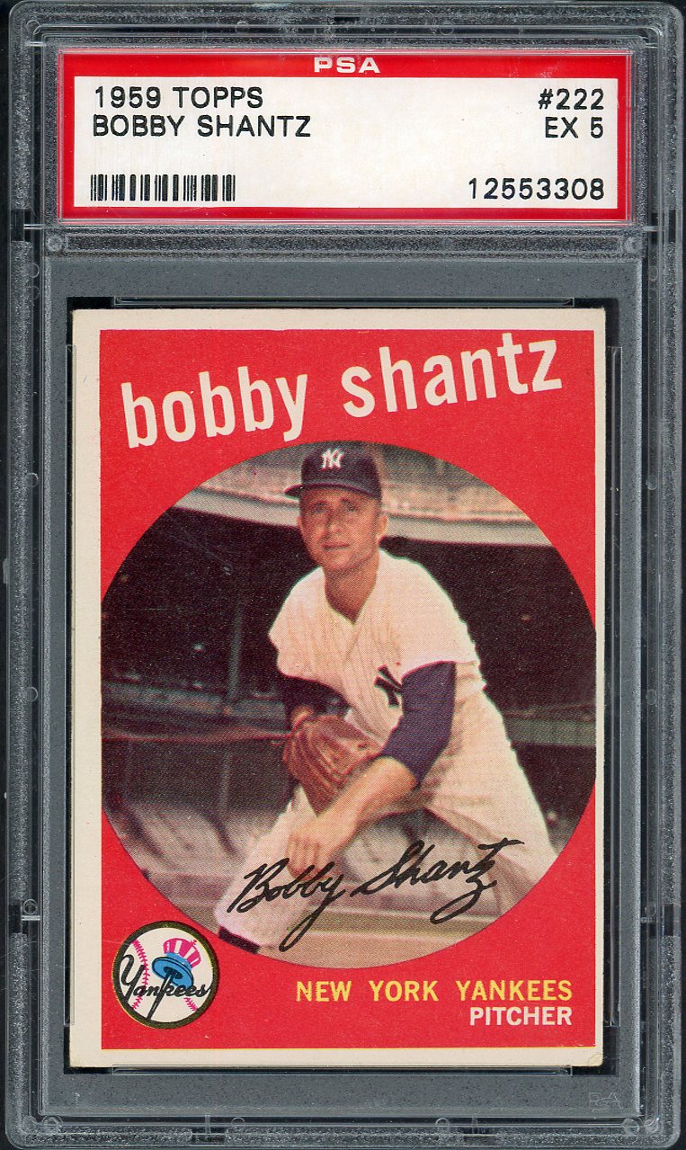 1959 Topps Baseball #222 Bobby Shantz Yankees PSA 5 EX 563218