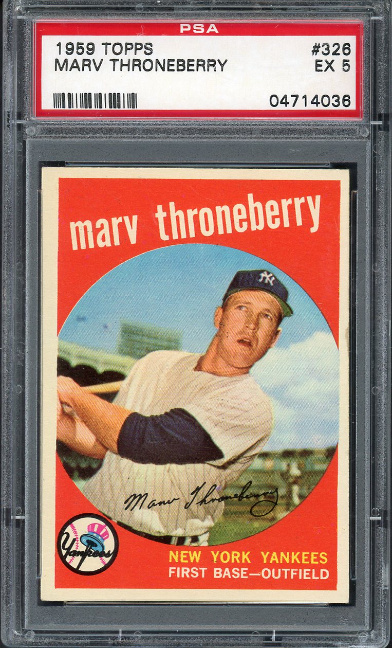 1959 Topps Baseball #326 Marv Throneberry Yankees PSA 5 EX 563219