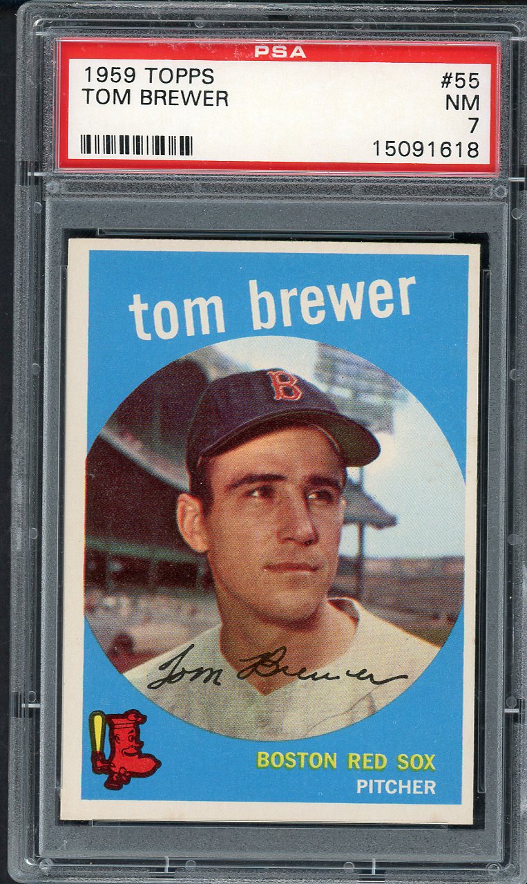1959 Topps Baseball #055 Tom Brewer Red Sox PSA 7 NM 563221