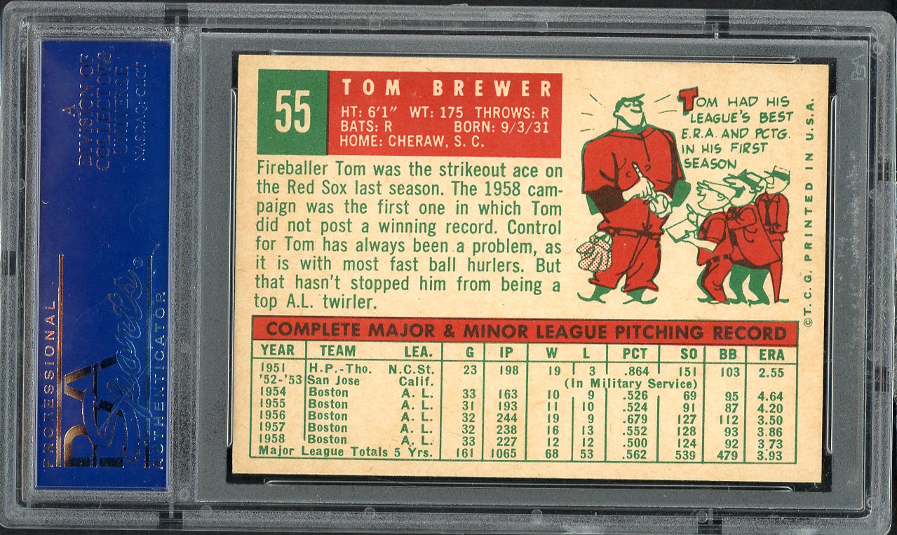1959 Topps Baseball #055 Tom Brewer Red Sox PSA 7 NM 563221