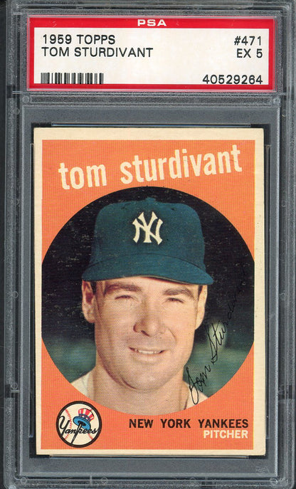 1959 Topps Baseball #471 Tom Sturdivant Yankees PSA 5 EX 563224