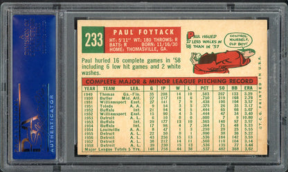 1959 Topps Baseball #233 Paul Foytack Tigers PSA 6 EX-MT 563225