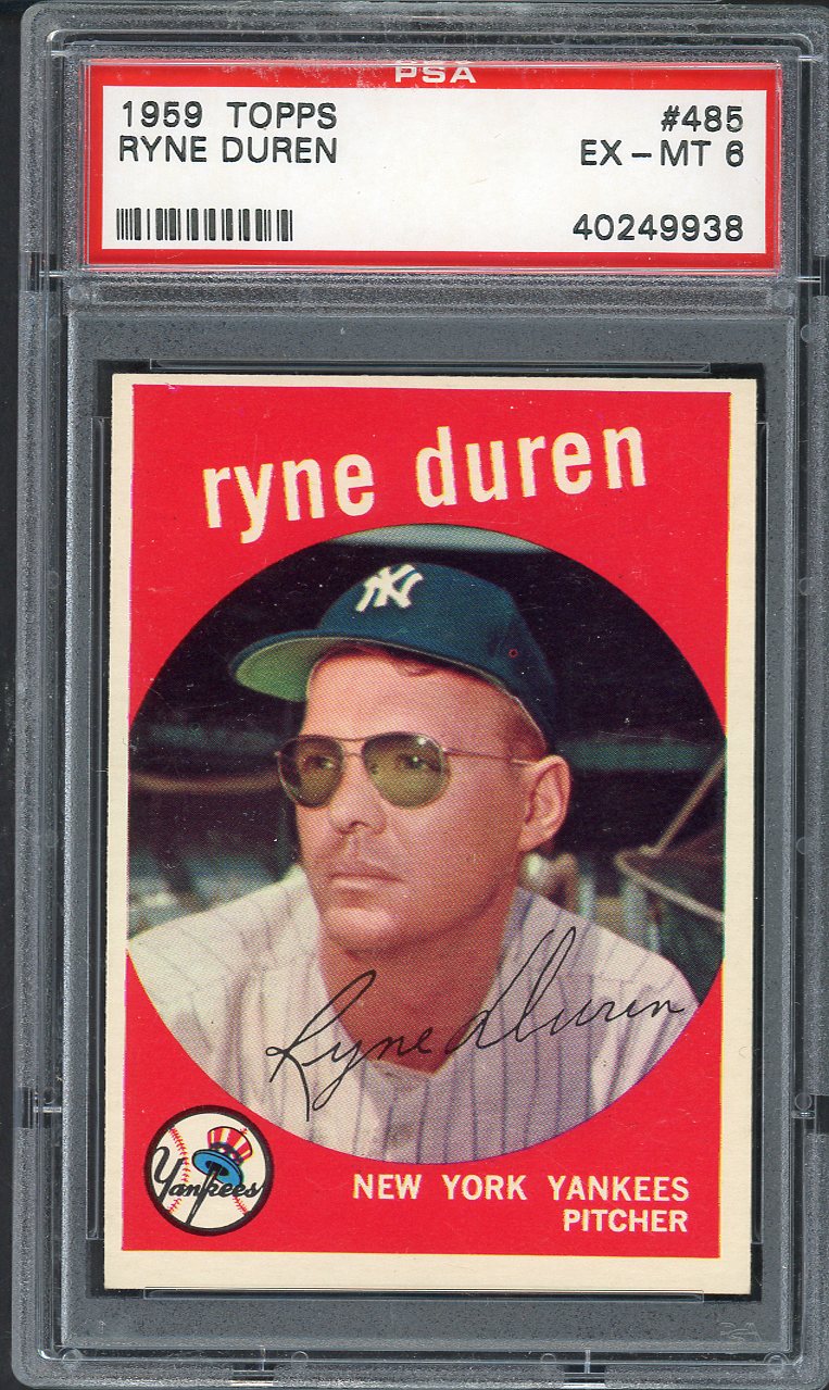 1959 Topps Baseball #485 Ryne Duren Yankees PSA 6 EX-MT 563229